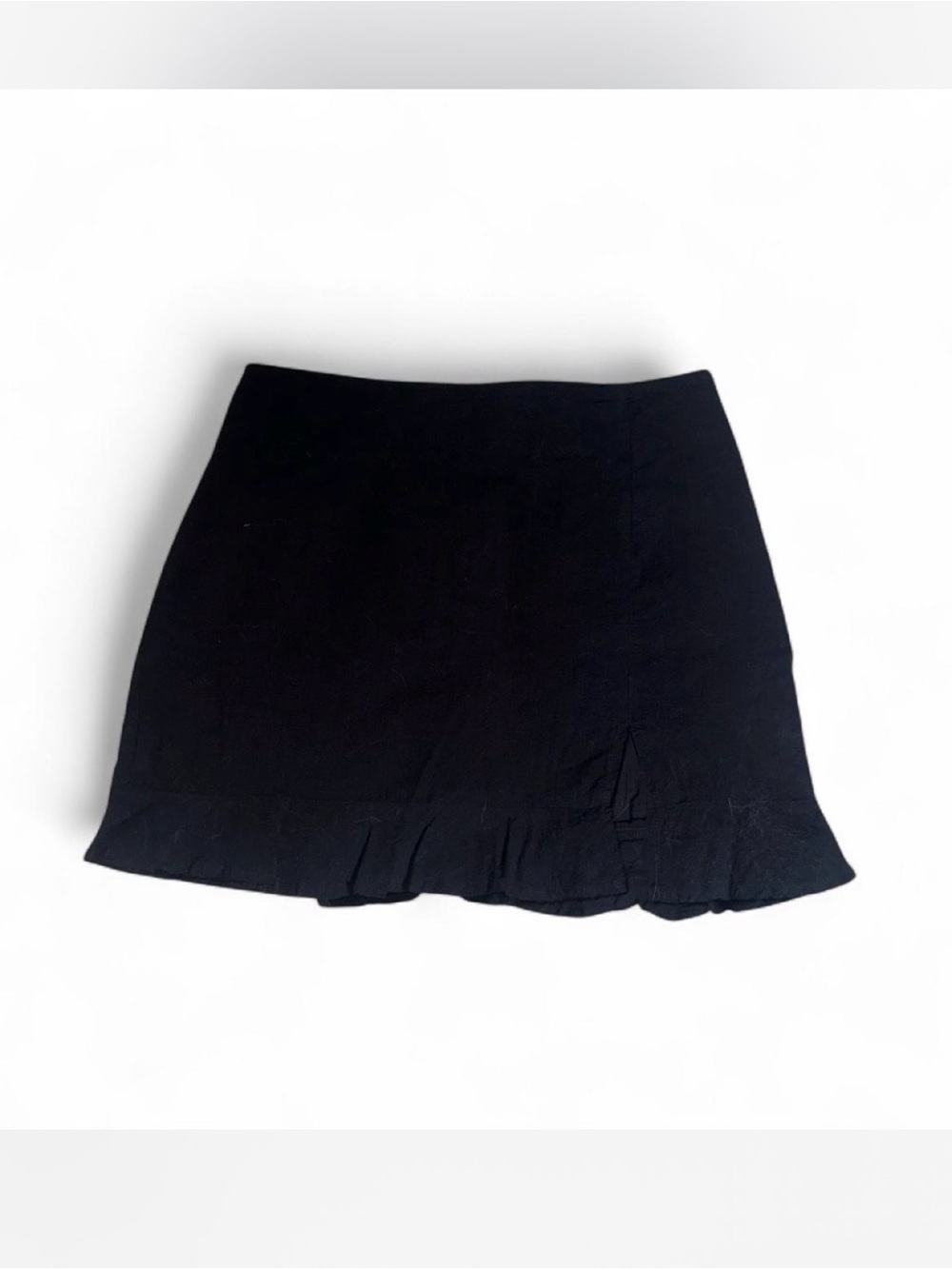 SHEIN Black Mini Linen Skirt with Ruffle Hem